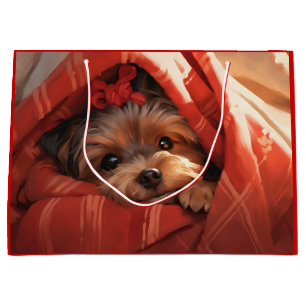 Holiday Yorkshire Terrier Large Gift Bag