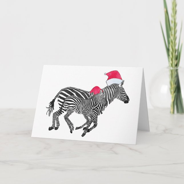 Holiday Zebras Joy Card (Front)