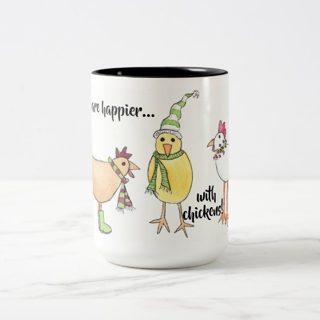 Holidays are Happier with Chickens Mug (Center)