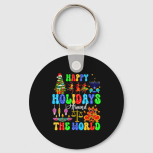 Holidays Around World Xmas Hanukkah Kwanzaa Diwali Key Ring