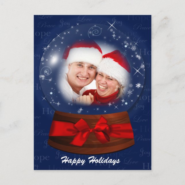 holidays blue snow globe photo PostCards (Front)