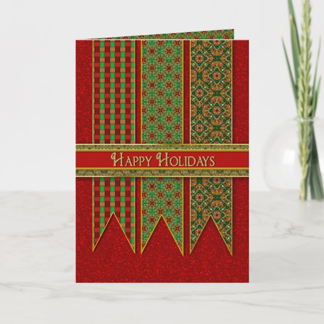 Holidays, Business, 3 Banners in Ornate Prints Card (Front)