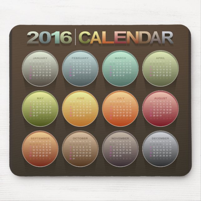 Holidays Calendars 2016 Mouse Mat (Front)