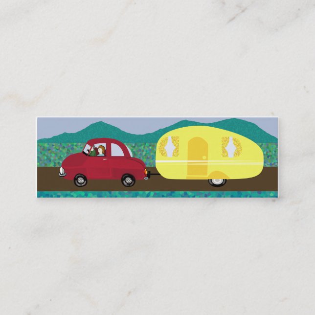 Holidays, caravan trips - contact details mini business card (Front)