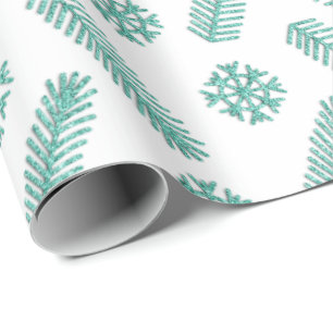 Holidays Christmas-tree Snowflakes White Tiffany Wrapping Paper