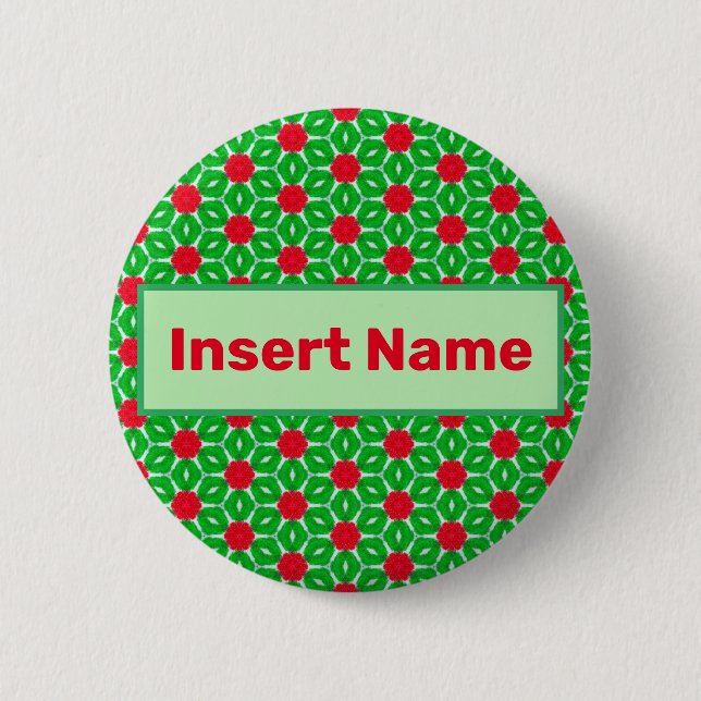 Holidays Customisable Name Tag Pin Button (Front)