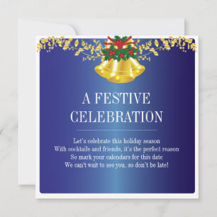 Holidays Dinner or Cocktail Party Blue Invitation