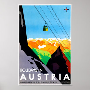 Holidays in Austria Restored Vintage Travel Poster