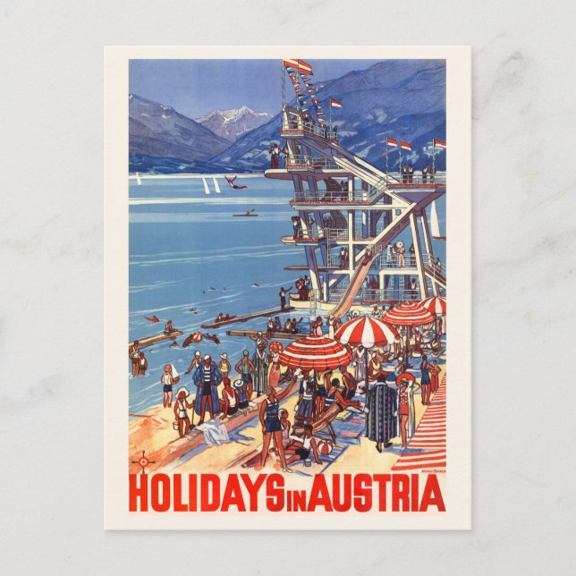 Holidays in Austria Vintage Poster 1933 Postcard (Front)