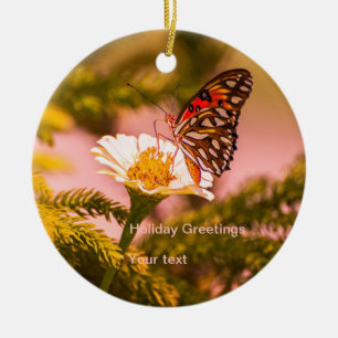 Holidays in Tropics butterfly and Christmas tree Ceramic Tree Decoration