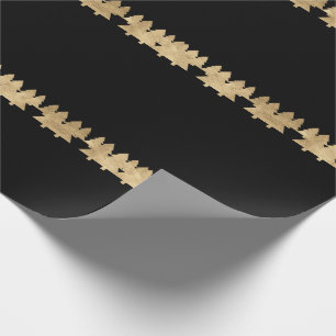 Holidays Merry Chrismastrees Black Minimal Merry Wrapping Paper
