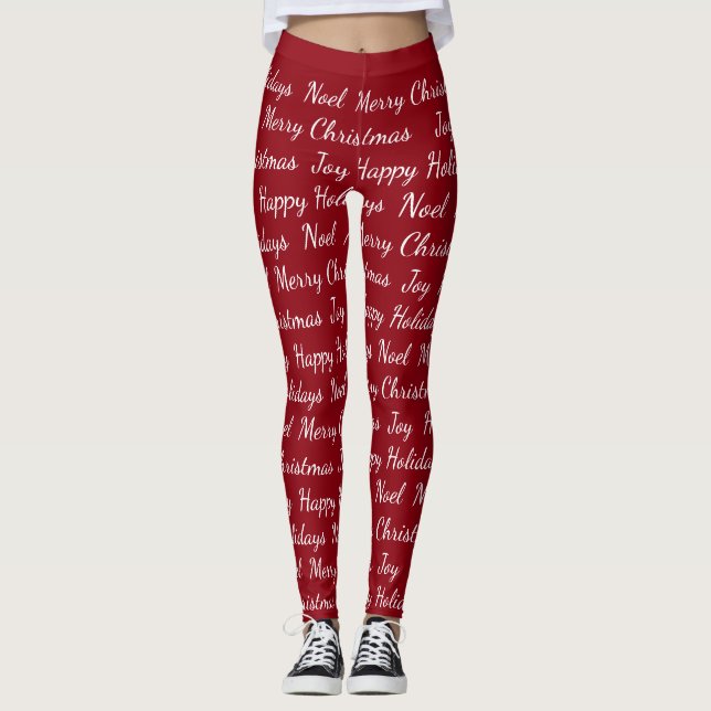 Holidays Merry Christmas Print Womens Leggings (Front)