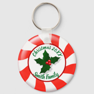 Holidays Mint Candy Custom Key Ring