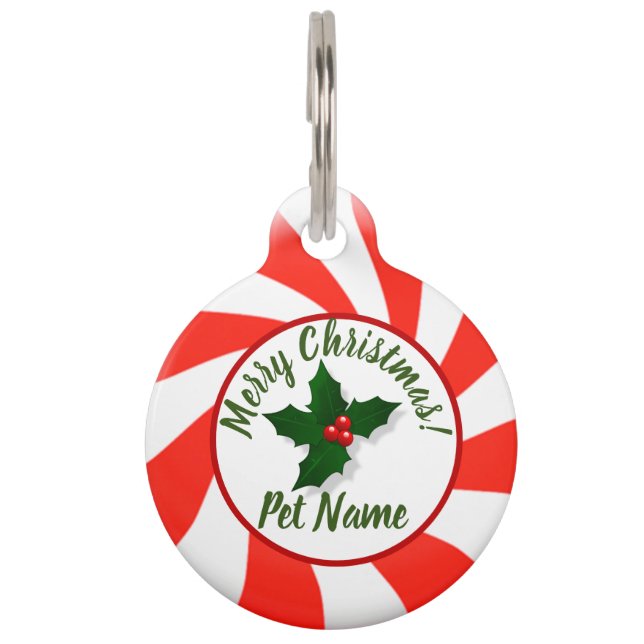 Holidays Mint Candy Custom Pet Tag (Front)