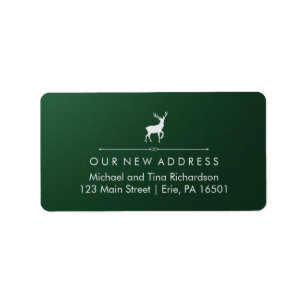 Holidays New Address Green with Silver Reindeer Label