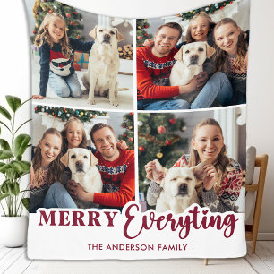 Holidays Personalised 4 Photo Merry Everything Fleece Blanket