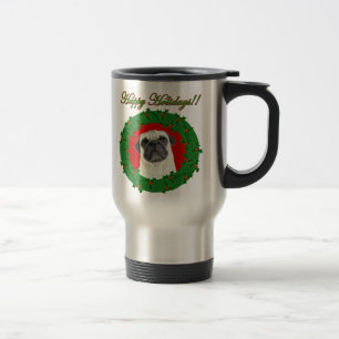 Holidays pug travel mug