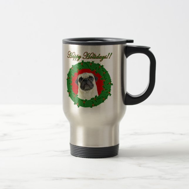 Holidays pug travel mug (Right)