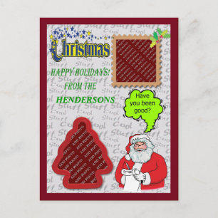 Holidays Santa Greeting Tree and Square Add Photos Holiday Postcard