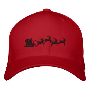 Holidays Santa Sleigh Ride Scene Embroidery Embroidered Hat