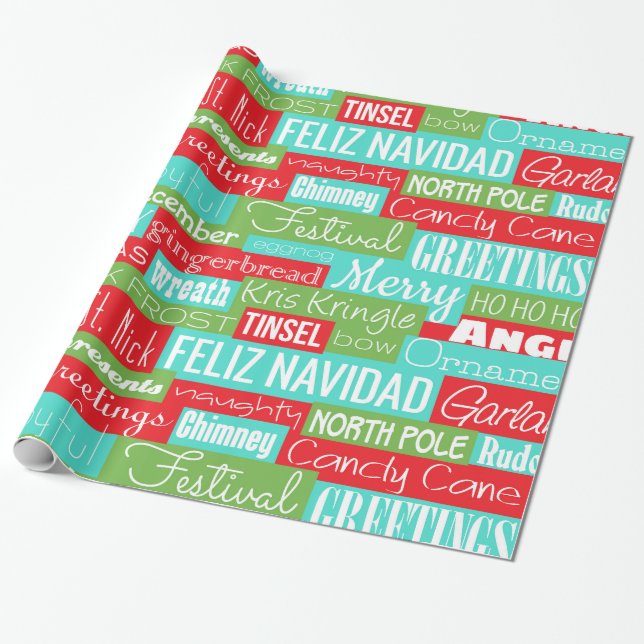 Holidays Season typography Wrapping Paper (Unrolled)