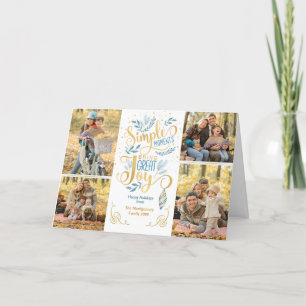 Holidays Simple Moments Bring Great Joy Blue Photo Holiday Card