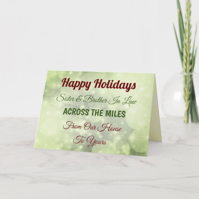 Holidays Sister & Brother in Law Across the miles Card (Front)