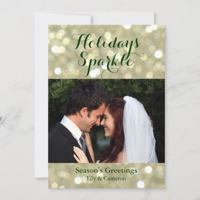Holidays Sparkle Photo Card in Gold (Front)