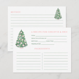 Holidays Wedding Shower Pink And Green Recipe Card