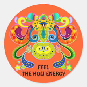 holiES - abstract happy holy Cow + your ideas Classic Round Sticker