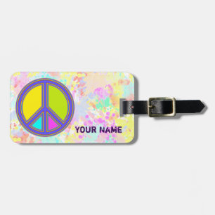 holiES - colourful PEACE sign & splashes backgr. Luggage Tag