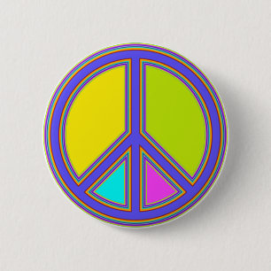 holiES - colourful PEACE sign + your ideas 6 Cm Round Badge