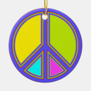holiES - colourful PEACE sign + your ideas Ceramic Tree Decoration
