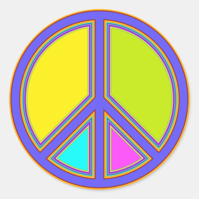 holiES - colourful PEACE sign + your ideas Classic Round Sticker (Front)