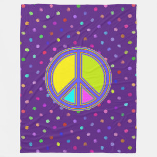 holiES - colourful PEACE sign + your ideas Fleece Blanket