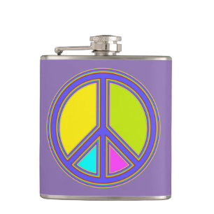 holiES - colourful PEACE sign + your ideas Hip Flask