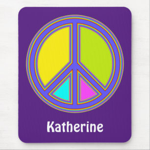 holiES - colourful PEACE sign + your ideas Mouse Mat