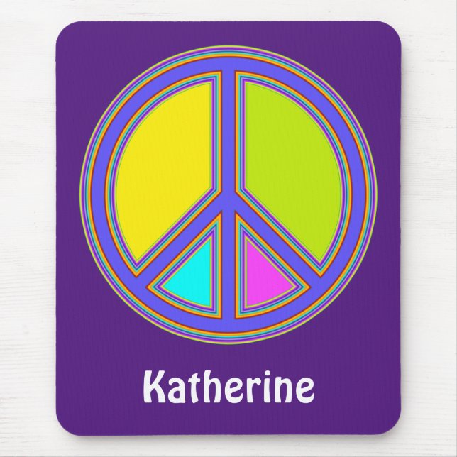 holiES - colourful PEACE sign + your ideas Mouse Mat (Front)