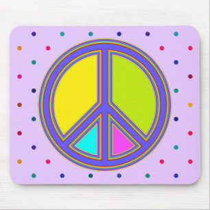 holiES - colourful PEACE sign + your ideas Mouse Mat