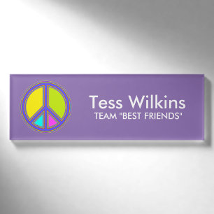 holiES - colourful PEACE sign + your ideas Name Tag
