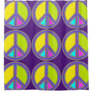 holiES - colourful PEACE sign + your ideas Shower Curtain