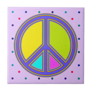 holiES - colourful PEACE sign + your ideas Tile