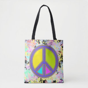 holiES - colourful PEACE sign + your ideas Tote Bag
