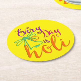 holiES - Every Day is Holi + your backgr. & ideas Round Paper Coaster