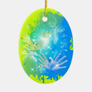 holiES - Flying Hands Pigeons ART Ceramic Tree Decoration