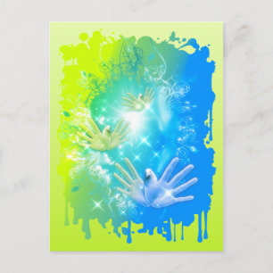holiES - Flying Hands Pigeons ART Postcard