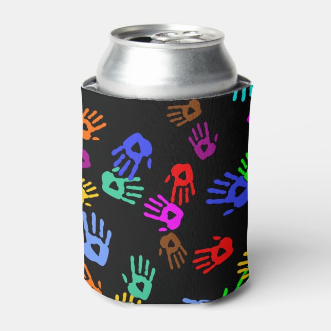holiES - hands coloured pattern 1 + your backgr. Can Cooler (Can Front)