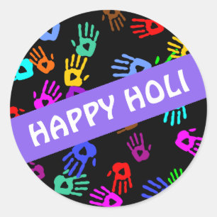 holiES - hands coloured pattern 1 + your backgr. Classic Round Sticker