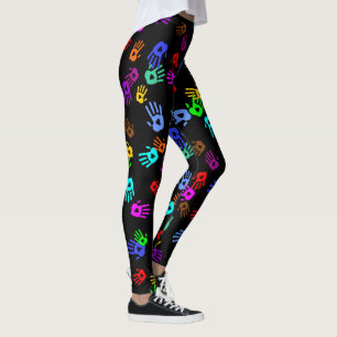 holiES - hands coloured pattern 1 + your backgr. Leggings