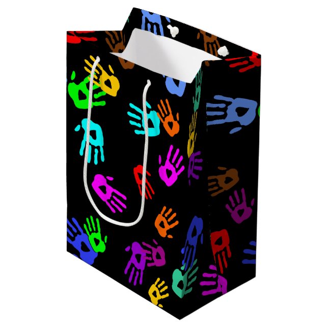 holiES - hands coloured pattern 1 + your backgr. Medium Gift Bag (Front Angled)